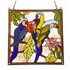 Image 1 : Parrots Stained Art Glass Hanging Window Panel