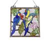 Image 2 : Parrots Stained Art Glass Hanging Window Panel