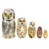 Image 1 : Set of Hand-painted Wooden Owl Nesting Boxes