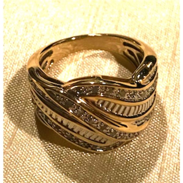 Gold Over Sterling Diamond Chip Cocktail Ring