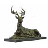 Image 1 : Large Recumbent Stag Deer Lodge Hunting Cabin Bronze Sculpture