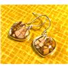 Image 2 : Abstract Mookaite Gemstone Sterling Heart Earrings