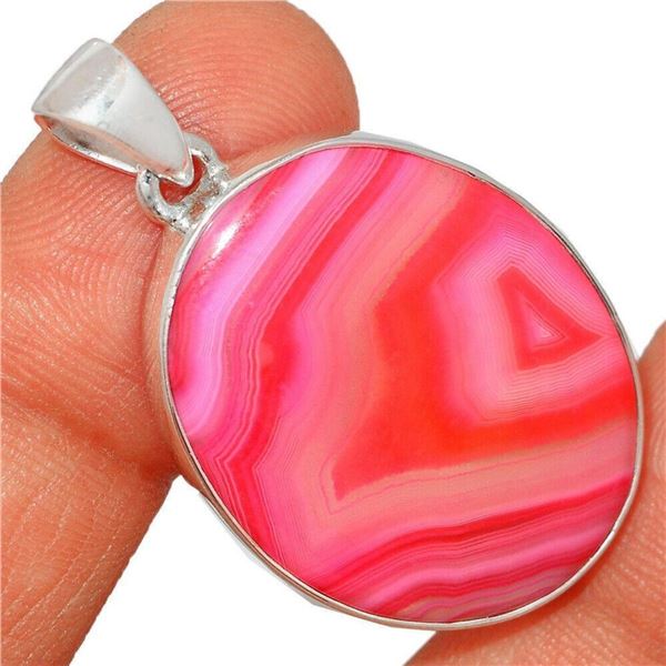 Pink Botswana Agate Sterling Silver Pendant1