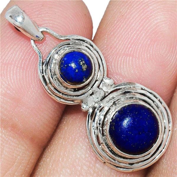 Modern Lapis & Sterling Silver Pendant