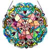 Image 1 : Victorian Tiffany-style Round Stained Glass Window Panel