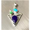 Image 2 : Mid Century Style Lapis Turquoise Sterling Silver Pendant