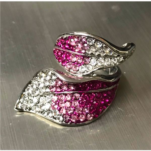 Swarovski Crystal Leaf Statement Ring