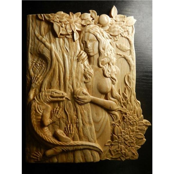 Carved Wood Garden of Eden Wooden Plaque