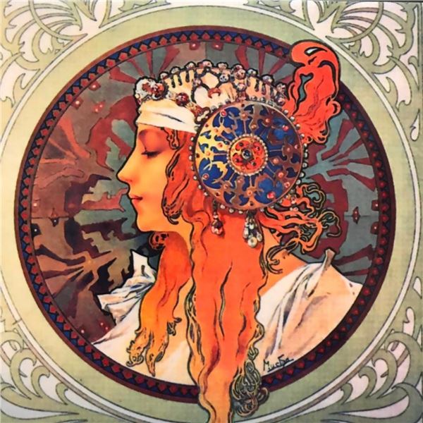 After Mucha, Art Nouveau Style Ceramic Art Tile