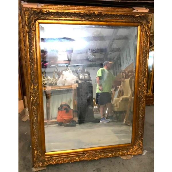 Baroque Style Gilt Wood Beveled Mirror