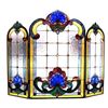 Image 1 : Victorian Tiffany-Style Stained Glass Folding Fireplace Screen