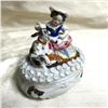 Image 1 : 19thc Victorian Conta & Boheme Porcelain Fairing Trinket Box, Lady Petting Goat
