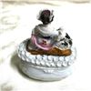 Image 3 : 19thc Victorian Conta & Boheme Porcelain Fairing Trinket Box, Lady Petting Goat