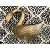 Image 1 : Large Vintage Hollywood Regency Brass Swan Form Planter
