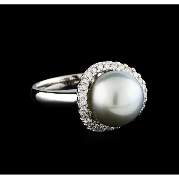 0.40 ctw Pearl and Diamond Ring - 14KT White Gold