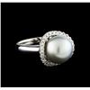 Image 1 : 0.40 ctw Pearl and Diamond Ring - 14KT White Gold