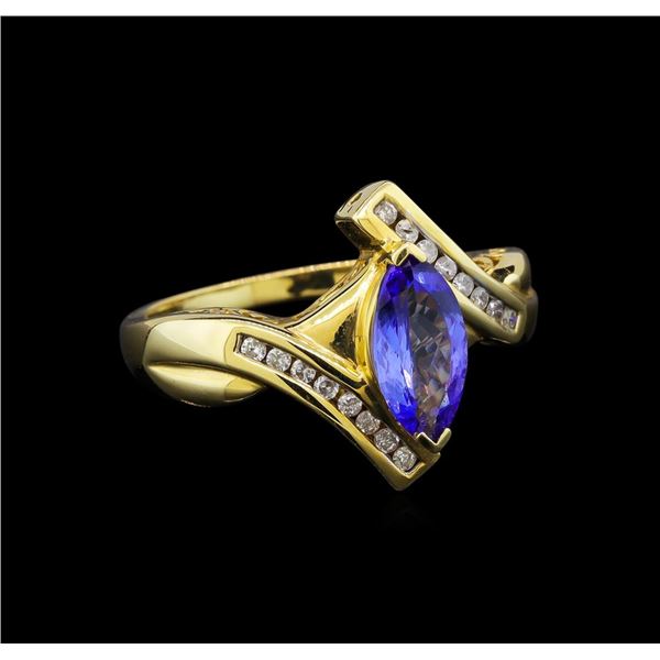 14KT Yellow Gold 0.99 ctw Tanzanite and Diamond Ring