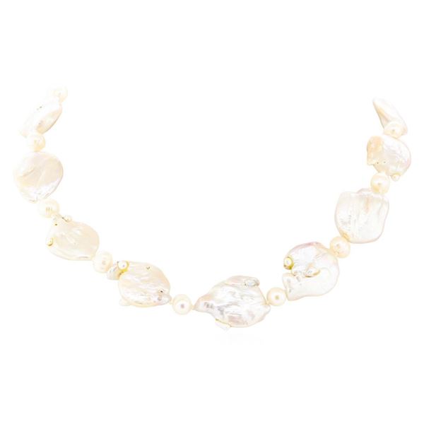 Baroque Coin Pearl Necklace - 18KT Yellow Gold