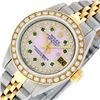 Image 2 : Rolex Ladies 2 Tone Pink MOP Emerald String Diamond Datejust Wristwatch