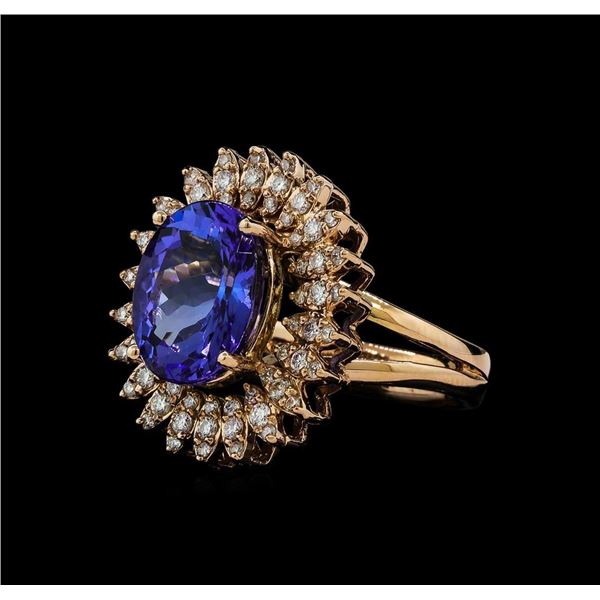 5.91 ctw Tanzanite and Diamond Ring - 14KT Rose Gold