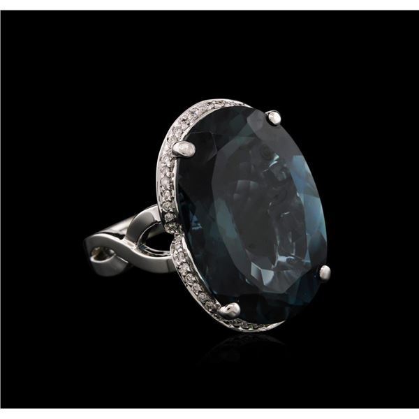 14KT White Gold 34.24 ctw Blue Topaz and Diamond Ring