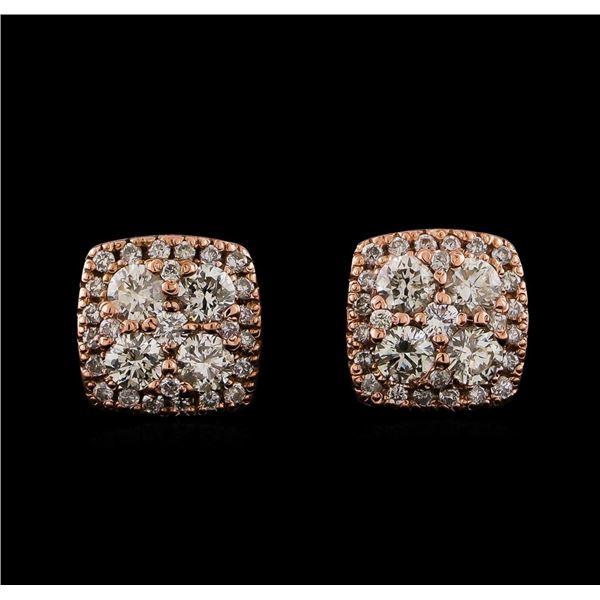 0.97 ctw Diamond Earrings - 14KT Rose Gold