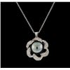Image 2 : Pearl and Diamond Pendant With Chain - 14KT White Gold
