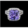 Image 2 : 14KT White Gold 6.81 ctw Tanzanite and Diamond Ring