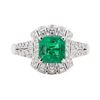 Image 2 : 1.60 ctw Emerald and Diamond Ring - 18KT White Gold