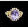 Image 2 : 14KT Yellow Gold 4.45 ctw Tanzanite and Diamond Ring