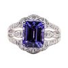 Image 1 : 3.52 ctw Tanzanite and Diamond Ring - 14KT White Gold