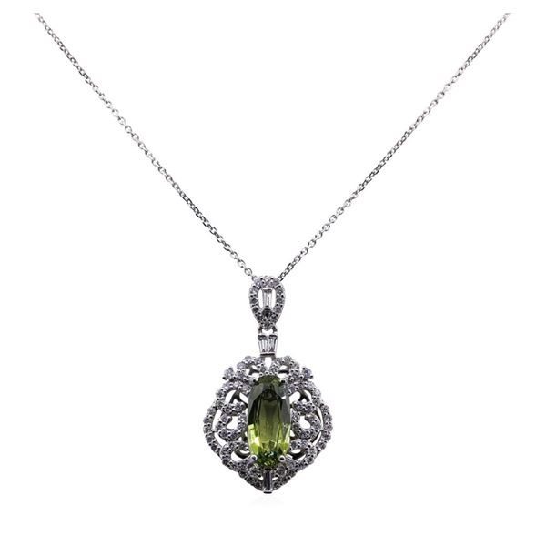 3.19 ctw Sapphire and Diamond Pendant With Chain - Platinum