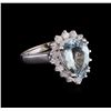 Image 1 : 2.52 ctw Aquamarine and Diamond Ring - 14KT White Gold