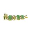 Image 4 : Antique Chinese Solid 14k Yellow Gold Large WIDE Hand Carved Jade Link Bracelet