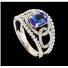 Image 4 : 1.38 ctw Tanzanite and Diamond Ring - 14KT White Gold