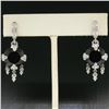 Image 2 : 14k White Gold 11.2 ctw Round Garnet Dangle Earrings w/ Brilliant Diamond Accent