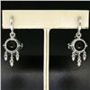 Image 3 : 14k White Gold 11.2 ctw Round Garnet Dangle Earrings w/ Brilliant Diamond Accent