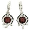 Image 5 : 14k White Gold 11.2 ctw Round Garnet Dangle Earrings w/ Brilliant Diamond Accent