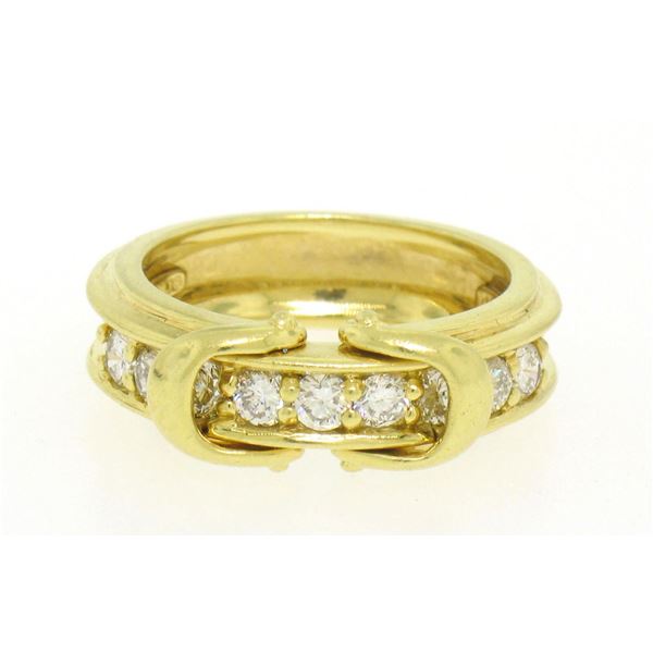 Jose Hess 18kt Yellow Gold 0.75 ctw Diamond Dual Buckle Band Ring