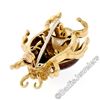 Image 7 : Vintage 18kt Yellow Gold Ruby Diamond Pearl and Enamel Ladybug Pin Brooch
