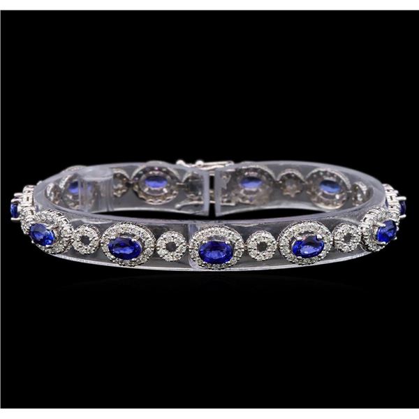 14KT White Gold 6.50 ctw Sapphire and Diamond Bracelet