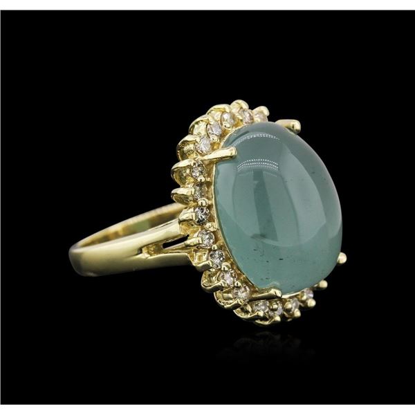 14KT Yellow Gold 13.35 ctw Aquamarine and Diamond Ring