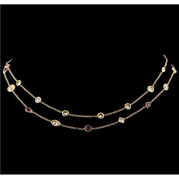 3.82 ctw Ruby and Diamond Necklace - 18KT Rose Gold