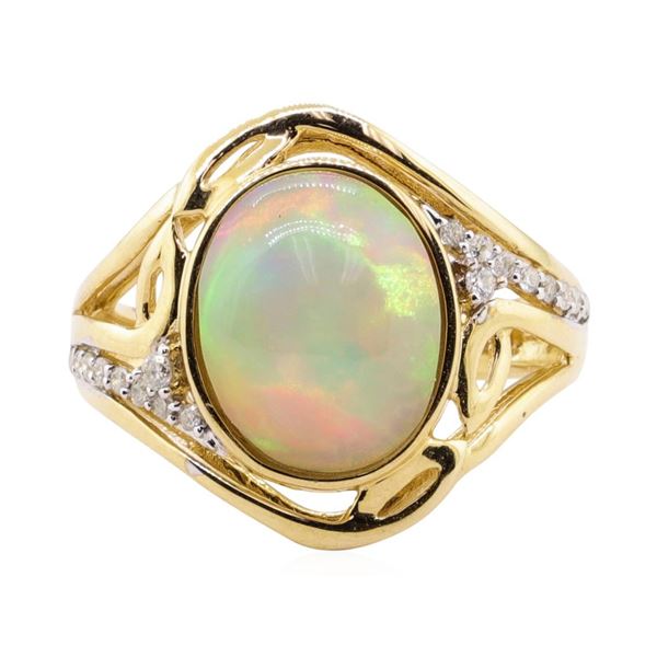 3.12 ctw Opal and Diamond Ring - 14KT Yellow Gold