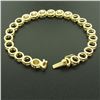 Image 2 : 14k Solid Yellow Gold Round Brilliant Diamond Circle Open Link 7 Inch Bracelet