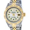 Image 1 : Rolex Ladies 2 Tone MOP Emerald & Pyramid Diamond Diamond Datejust Wriswatch