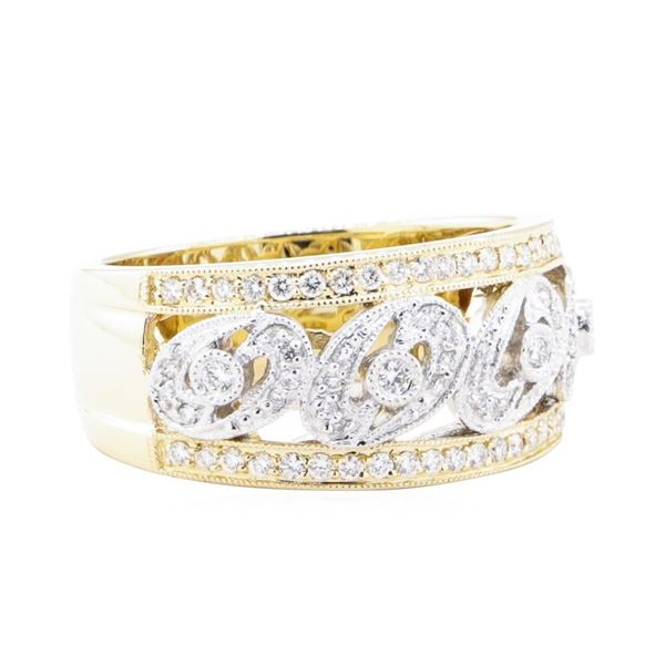 0.52 ctw Diamond Wide Band - 14KT Yellow And White Gold