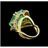 Image 3 : GIA Cert 17.51 ctw Emerald and Diamond Ring - 14KT Yellow Gold