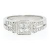Image 1 : Modern 18k White Gold Princess & Pave Diamond Band Ring in Invisible Setting
