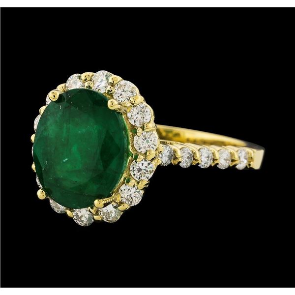 3.37 ctw Emerald and Diamond Ring - 14KT Yellow Gold